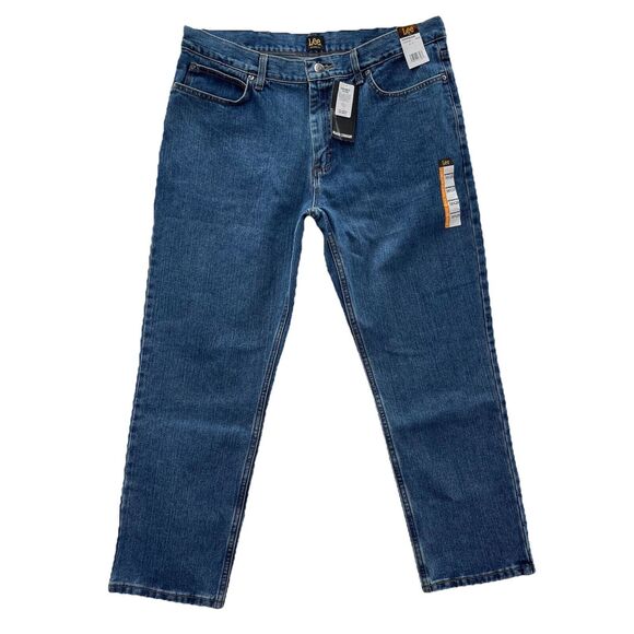 Lee Relaxed Fit Straight Jeans Men's 38x29 Blue Pepper Prewash American Denim